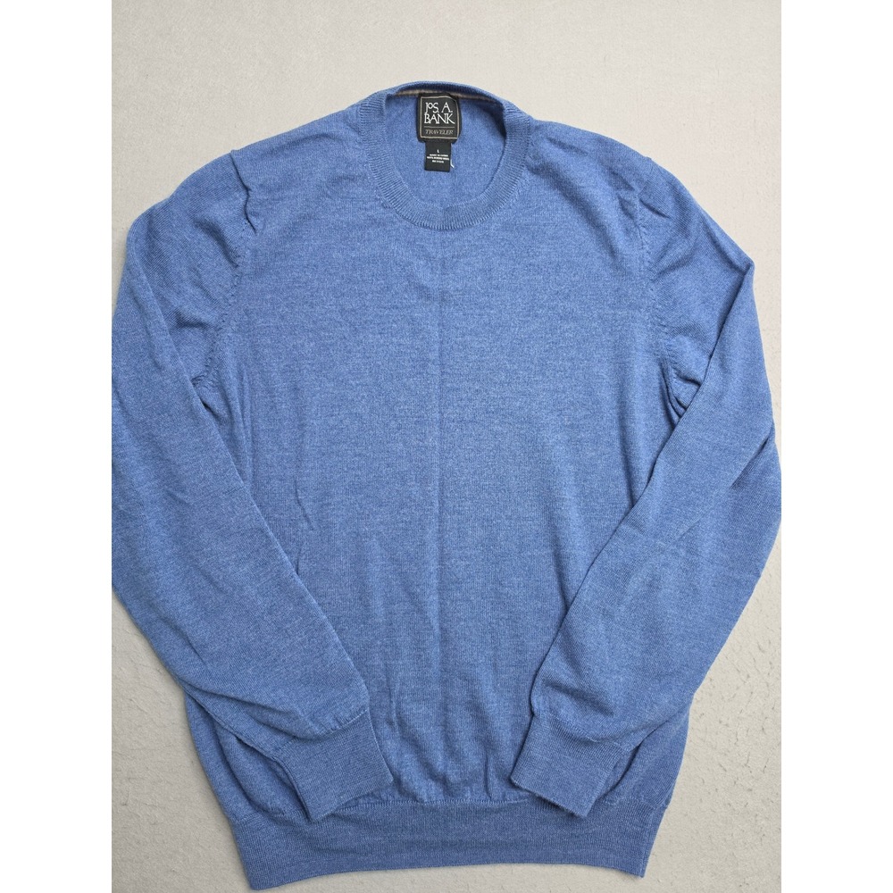 Jos. A. Bank Traveler Sweater Men's L Blue Tight Knit Crew Neck Warm Wear Winter